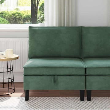 vidaXL Sofa met opslag Zeegroen Fluweel, Verzenden