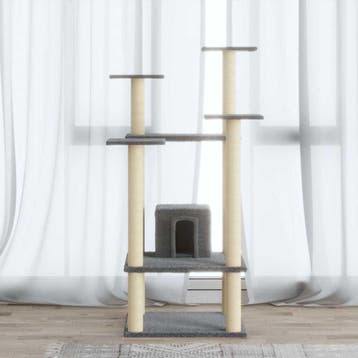 vidaXL Kattenkrabpaal met sisal krabpalen 110 cm lichtgrijs, Verzenden