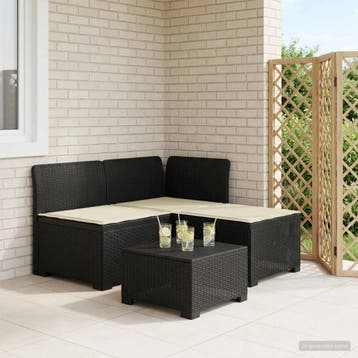 vidaXL 3-Zits Tu bank met Kussens Rattan Look 3-zits PP, Verzenden, Nieuw