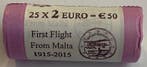 Malta. 2 Euro 2015 First Flight From Malta (25 monnaies), Postzegels en Munten