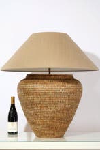 Mega Grote Rotan Vloerlamp / Tafellamp - Hoogte 77 cm! -