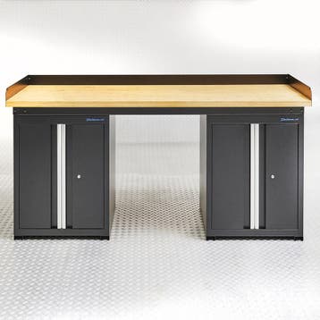 Datona Werkbank PRO bamboe - 2 opbergkasten - 200 cm -, Doe-het-zelf en Bouw, Ophalen of Verzenden, Nieuw