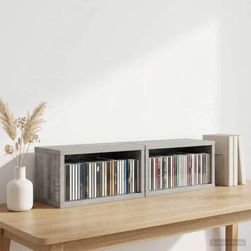 vidaXL CD Opslagrek 2 st Grijs Sonoma 40 x 17 x 17 cm, Verzenden, Nieuw
