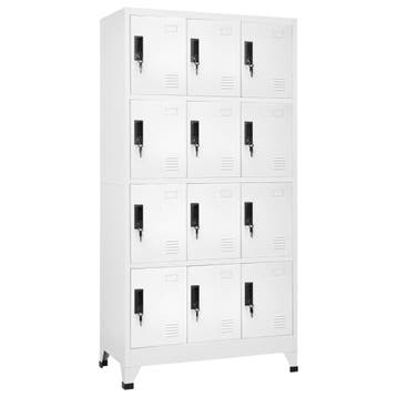 vidaXL Lockerkast 90x45x180 cm staal wit, Verzenden