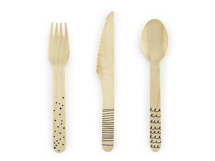 Houten Bestek Zwart 16cm 18 delig, Hobby & Loisirs créatifs, Articles de fête, Envoi