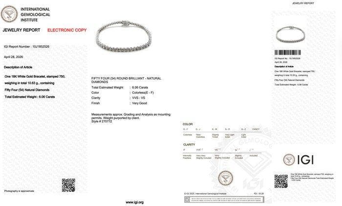 Armband - 18 karaat Witgoud - 6.06ct. tw. Diamant, Bijoux, Sacs & Beauté, Bracelets