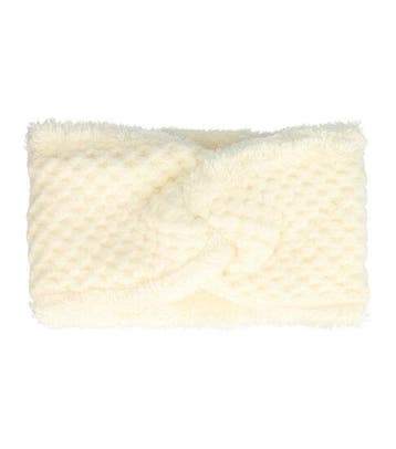 Haarband Twist 12cm – Teddy 10% Wol – Gebreide Stof – Creme, Nieuw