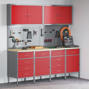 vidaXL Werk Cabinet met lade 10 st Rood Engineered hout en, Verzenden, Nieuw