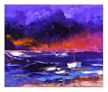 Olivier Pfleger - Mandrafina  Le soir au Bassin dArcachon, Antiek en Kunst, Kunst | Schilderijen | Modern
