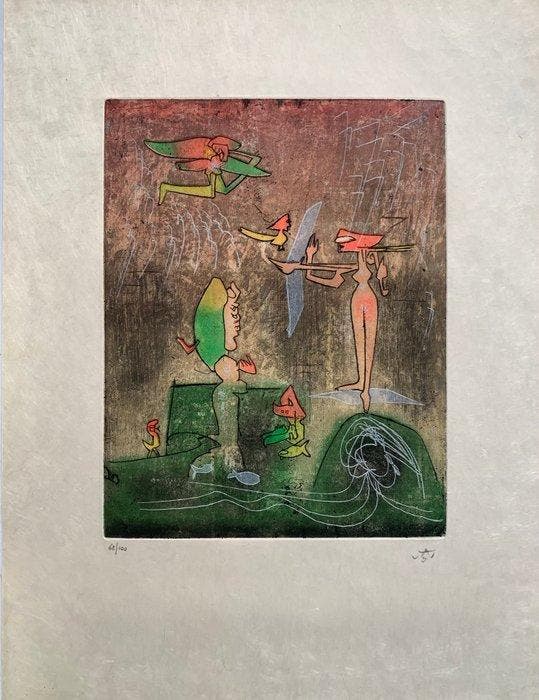 Roberto Matta (1911-2002) - Les poids des poissons, Antiquités & Art, Antiquités | Autres Antiquités