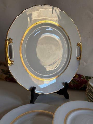 LIMOGES - Tafelservies (12) - Porselein, Goud - Tafeldienst