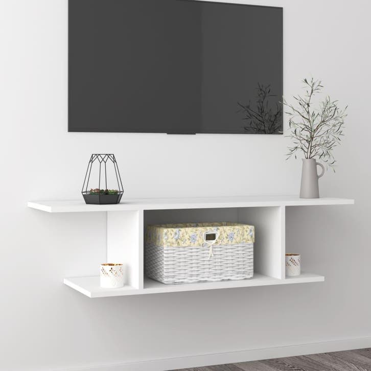 vidaXL Tv-wandmeubel 103x30x26,5 cm wit, Huis en Inrichting, Kasten |Televisiemeubels, Nieuw, Verzenden