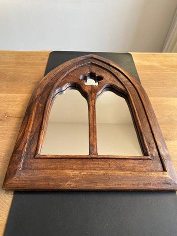 Spiegel - Hout, Glas - Neogotisch Gothic Revival, Antiek en Kunst