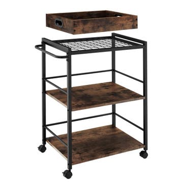tectake Serveerwagen Worcester 65x41,5x87cm - Industrieel ho, Verzenden, Nieuw in verpakking
