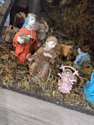 Crèche - Bois - Crèche de Noël vintage, Nieuw