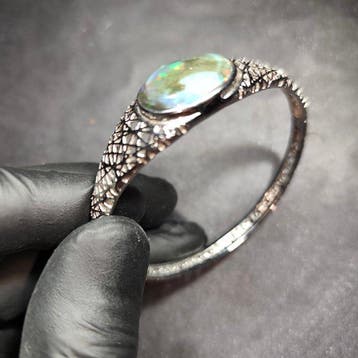 Bracelet argent s925 opale noire et blanche stayish Bijoux -