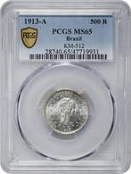 Brazilië. 500 Reis 1913 - PCGS MS65