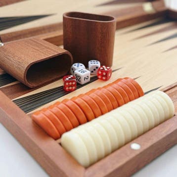 Spelstuk - Foldable Wooden Backgammon Board Game Set,, Antiek en Kunst