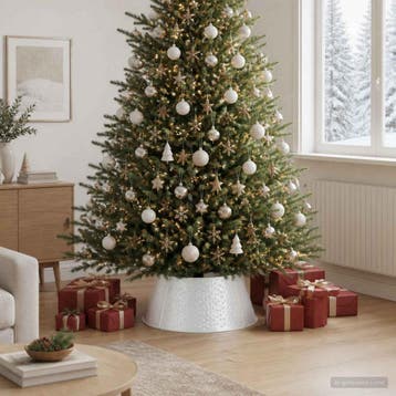 vidaXL Kerstboomrok Kegelvormig Wit Ø 62 x 25 cm Staal, Verzenden, Nieuw