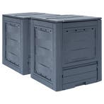 vidaXL Compostbakken 2 st 520 L 60x60x73 cm grijs, Tuin en Terras, Verzenden, Nieuw