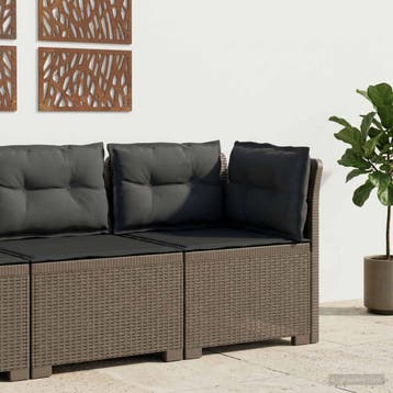 vidaXL Eén-zits Tuin Sofa met Kussens Rieten Look PP, Verzenden
