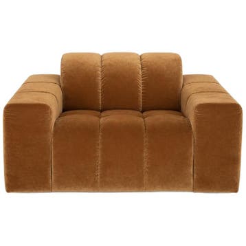 Cognac Fluwelen Loveseat - Fauteuil - Ongebruikt, Verzenden