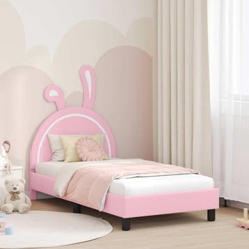 vidaXL Kinderen bedframe met hoofdboard Roze 80 x 160 cm PU, Huis en Inrichting, Slaapkamer | Bedden, Verzenden, Nieuw