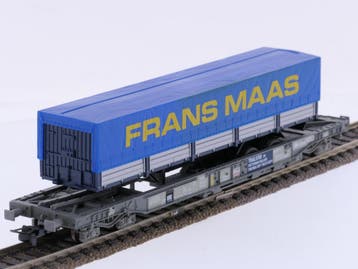 Schaal H0 Roco 46360 Taschenwagen met Frans Maas trailer..., Ophalen of Verzenden, Overige typen