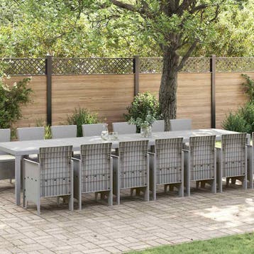 vidaXL Tuin eettafelset met kussens 15 st Lichtgrijs PP, Verzenden, Nieuw