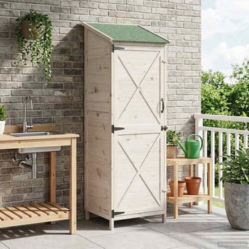 vidaXL Tuin Shed Wit 59,5 x 56 x 176,5 cm Massief Vurenhout, Verzenden