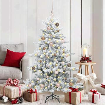 vidaXL Kunstmatige Hinged Kerstboom Wit 150 cm PVC en Staal, Verzenden, Nieuw