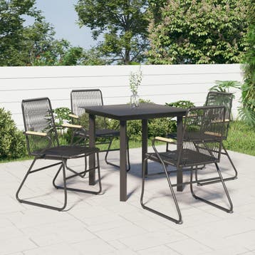vidaXL 5-delige Tuinset PVC-rattan zwart, Verzenden, Tuinset