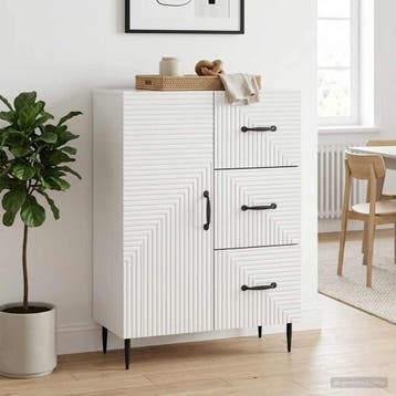 vidaXL Dressoir Hoogglans Wit 66 x 34,5 x 89,5 cm Bewerkt, Verzenden, Nieuw