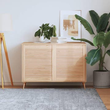 vidaXL Kastdeuren met lamellen 2 st 69x59,4 cm massief, Verzenden
