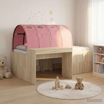 vidaXL Bed met Tunnel 3 st Artisian Eik en Roze Bewerkt hout, Verzenden