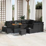 vidaXL Tuinbank Set met kussen met opslag 12 pcs Zwart Poly, Verzenden
