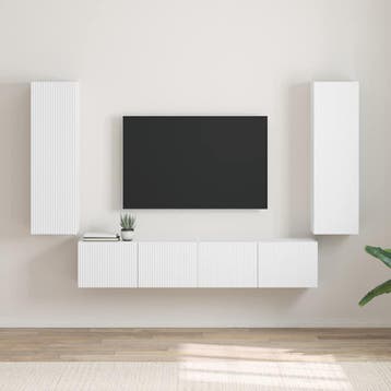 vidaXL TV Wandkast 2 st Wit Bewerkt hout, Verzenden, Nieuw
