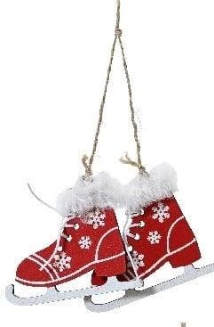 Houten Schaatsen Rood hanger 8 cm per stuk, Hobby en Vrije tijd, Knutselen, Nieuw