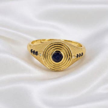 Zonder minimumprijs - Ring Verguld Saffier - Diamant -, Nieuw