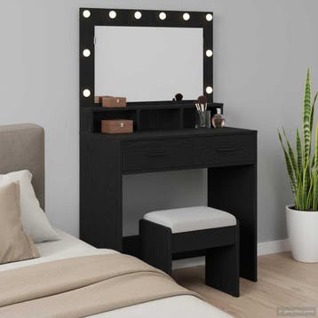 vidaXL Kaptafel Zwart Eiken 79 x 41 x 135 cm Bewerkt hout, Verzenden