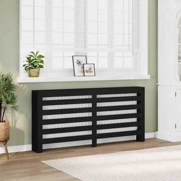 vidaXL Radiatorombouw 175x20x82 cm bewerkt hout zwart, Verzenden, Nieuw