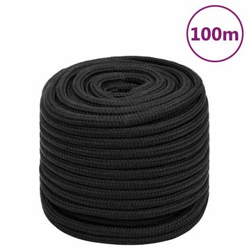 vidaXL Boottouw 16 mm 100 m polypropeen zwart, Verzenden, Nieuw