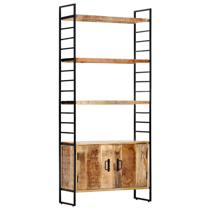 vidaXL Boekenkast met 4 schappen 80x30x180 cm ruw mangohout, Huis en Inrichting, Kasten | Boekenkasten, Nieuw, Verzenden
