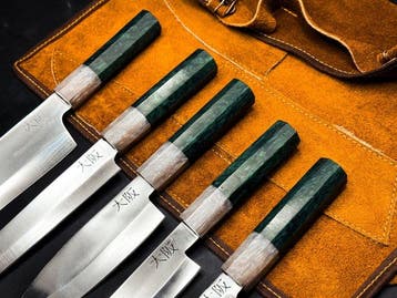 Japanese Style Kitchen Knife SET With Leather BAG Included -