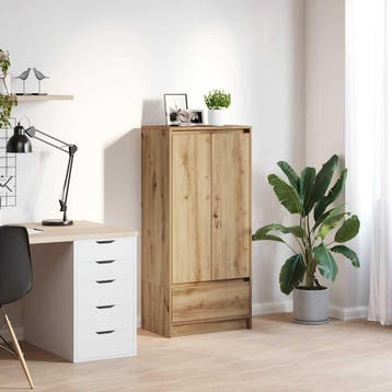 vidaXL Kast met lade spaanplaat ambachtelijk eikenkleurig, Verzenden, Nieuw