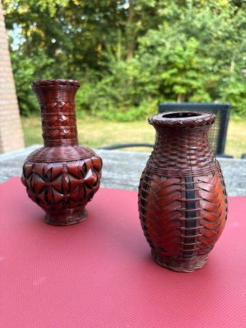 Ikebana vaas - hout en keramiek - Japan (Zonder