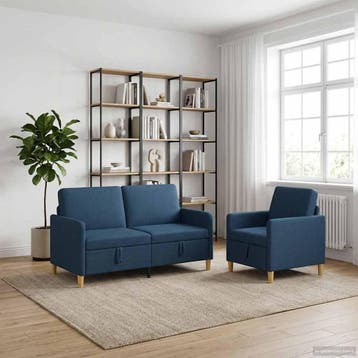 vidaXL Sofa Set Met Opslag 2 pcs Blauw Polyester, Verzenden, Nieuw
