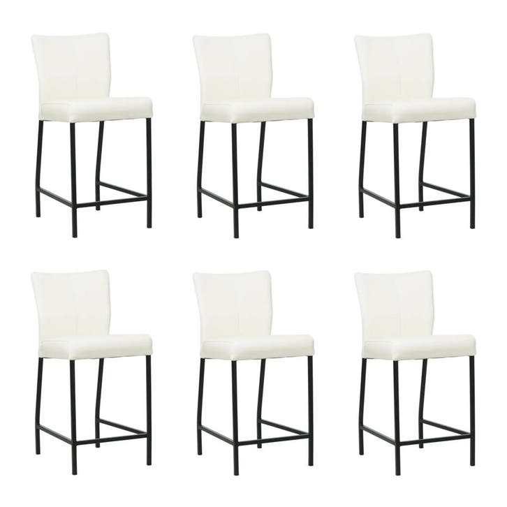 Set van 6 Leren barkruk Revolt laag - Hermes Bianco, Maison & Meubles, Tabourets de bar, Enlèvement ou Envoi