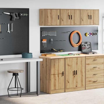 vidaXL Garagekasten 2 st bewerkt hout ambachtelijk eikenhout, Verzenden