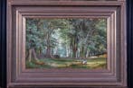 Franse School (XIX-XX) - Sereen Boslandschap met Figuren -